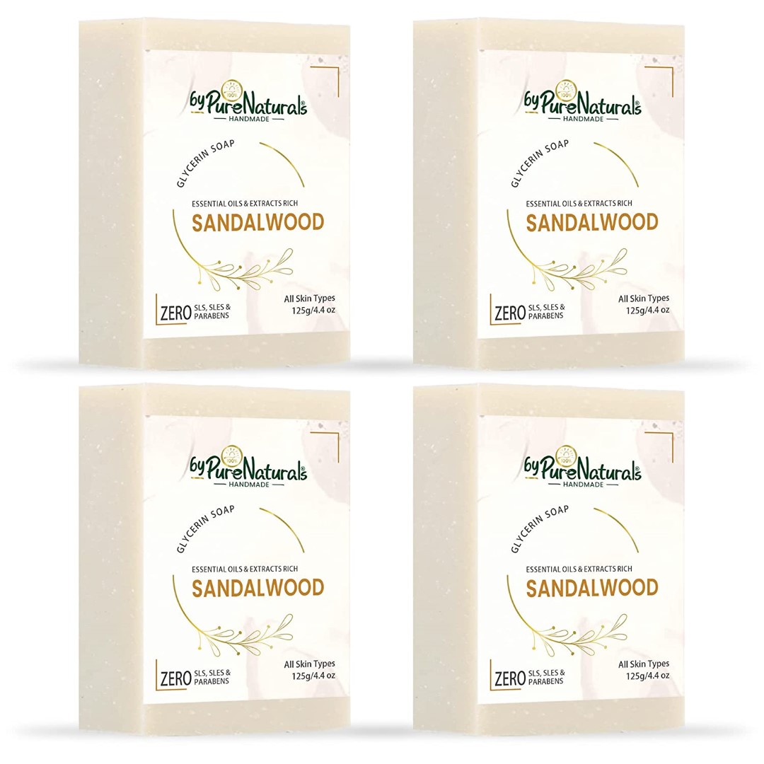 Organic, Mesmerizing, and Natural Glycerin Made Sandalwood Soap For Men Women  Pack of 4